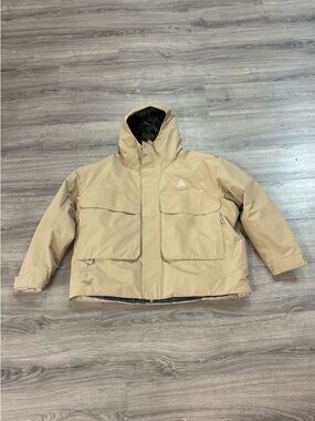 Nike ACG Beige Hooded Outdoor Jacket with Chest Pockets